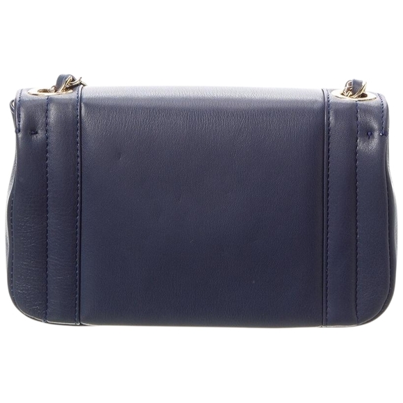 NWT - Valentino - Midnight Blue Leather Gold Chain Embossed Shoulder Bag - Picture 10 of 13